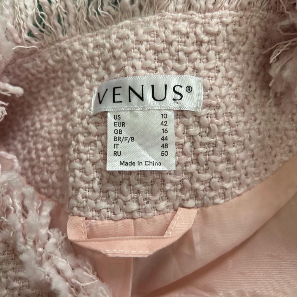 Venus Pink Tweed Fringed Coat - Picture 10 of 12